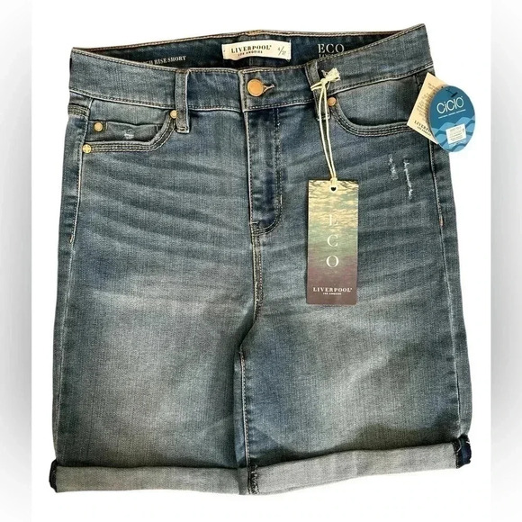 Liverpool Light/ Medium Wash 7” High Rise Short Size 4 NWT - Picture 1 of 3